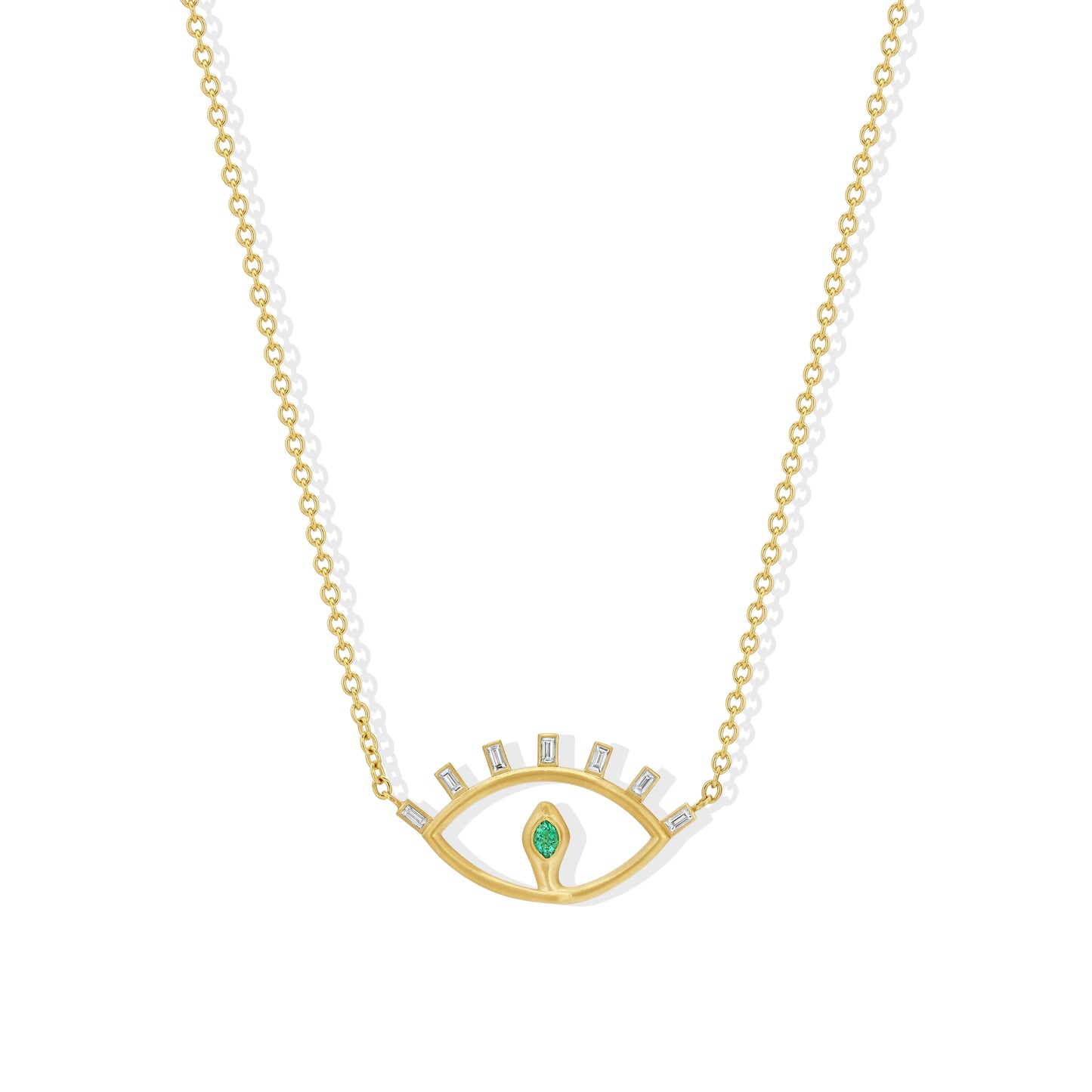 Emerald and Diamond Snake Eye Necklace