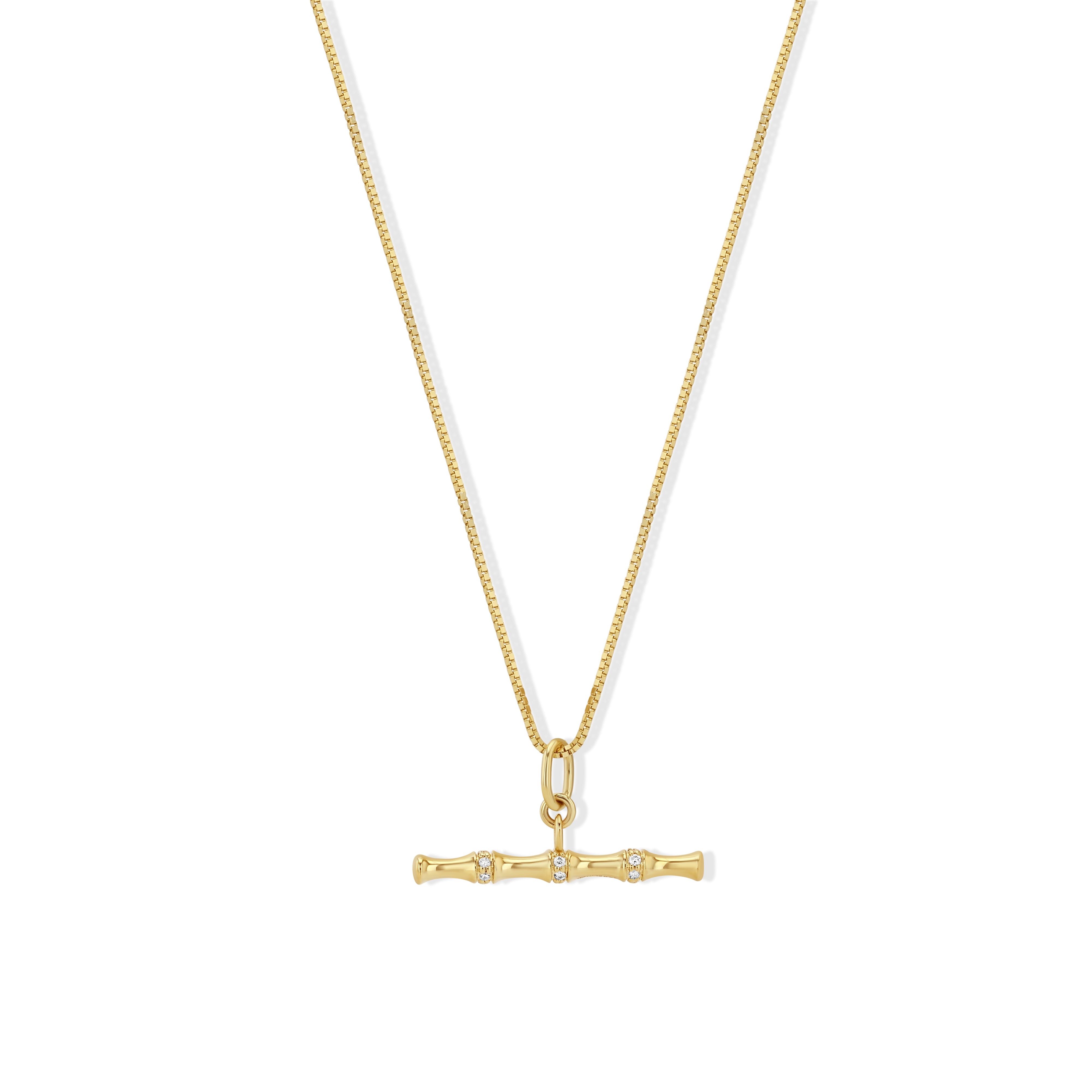 Bamboo Diamond T-Bar Necklace – jewelbird jewelry