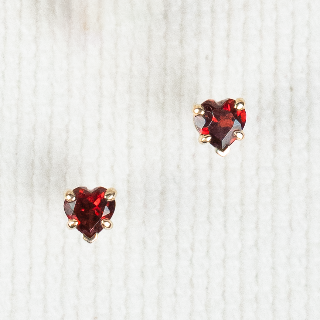 Mozambique Garnet Heart Earrings