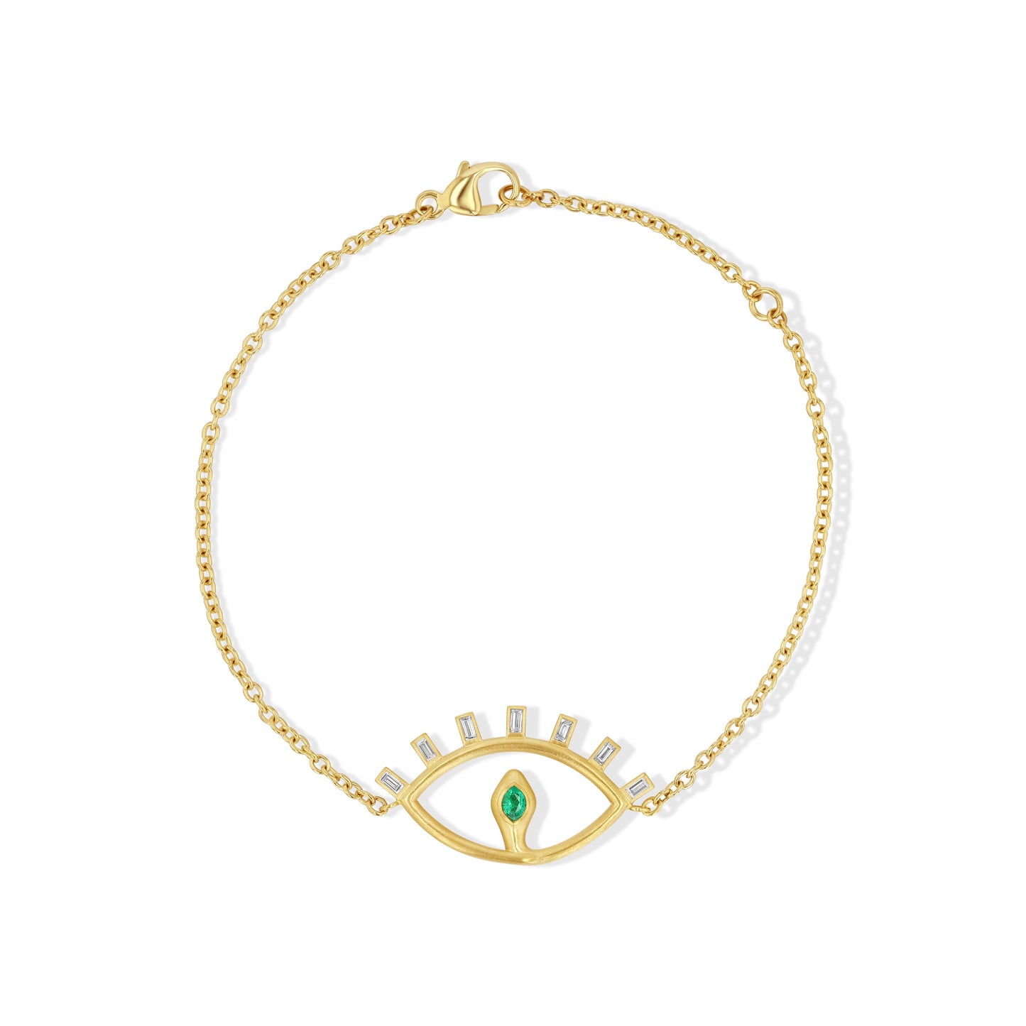 Emerald and Diamond Snake Eye Bracelet