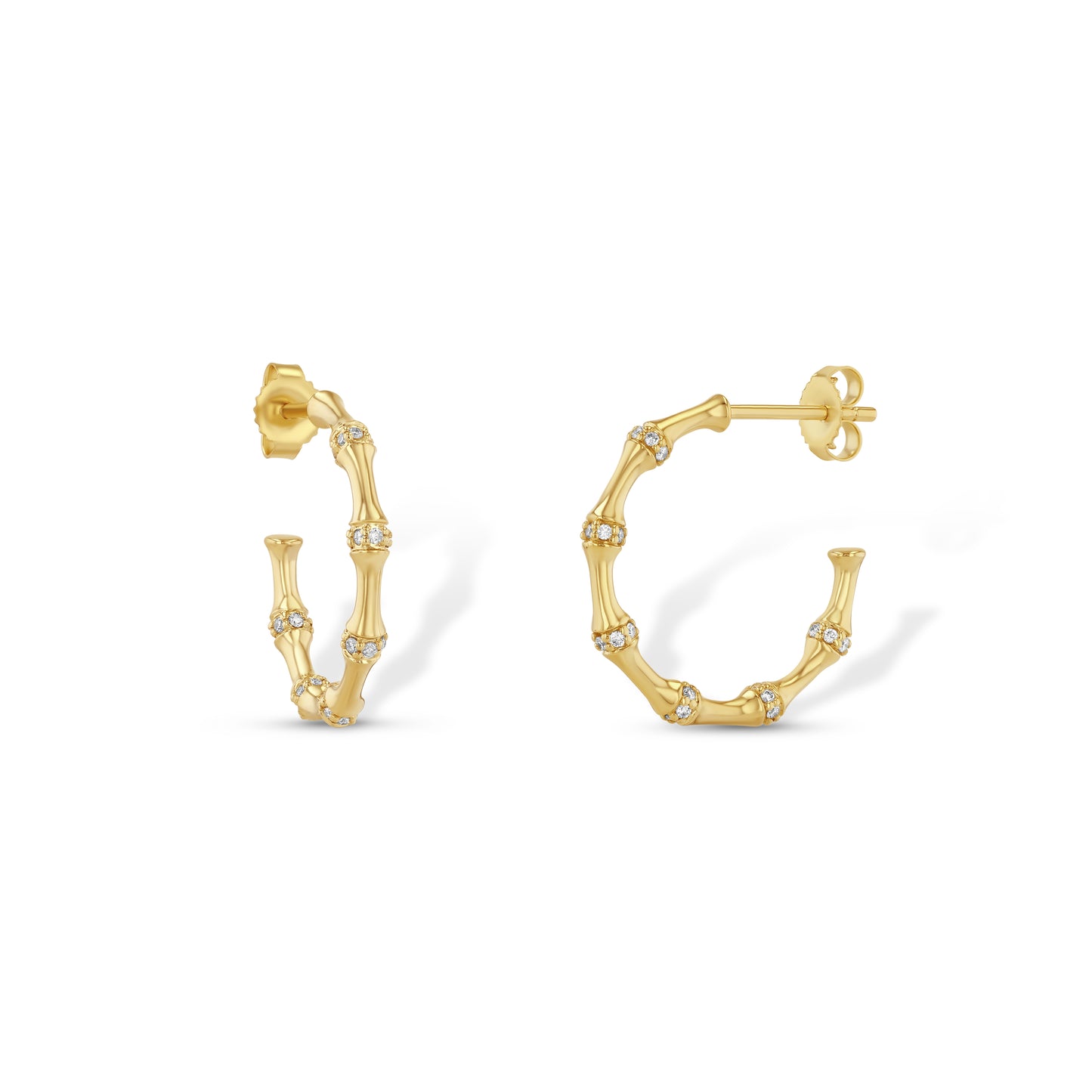 Bamboo Diamond Hoops
