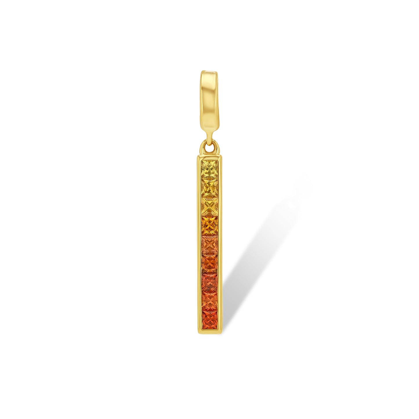 Yellow to Orange Sapphire Bar Pendant