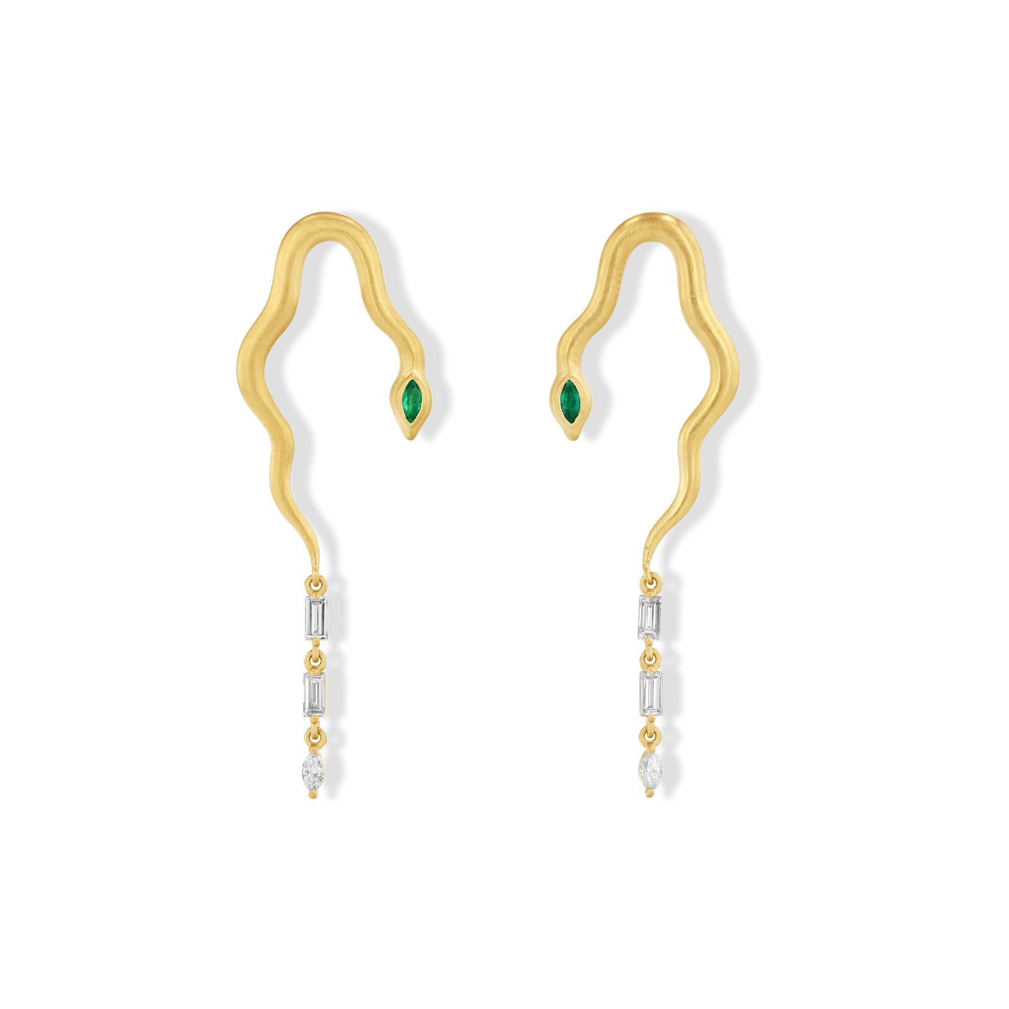 Emerald and Diamond Snake Earrings