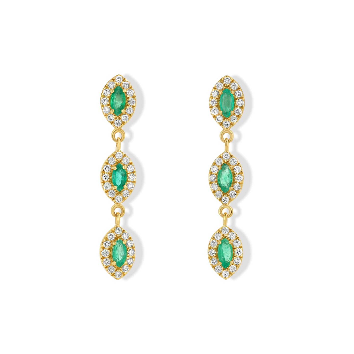 Emerald and Diamond Marquise Drop Earrings