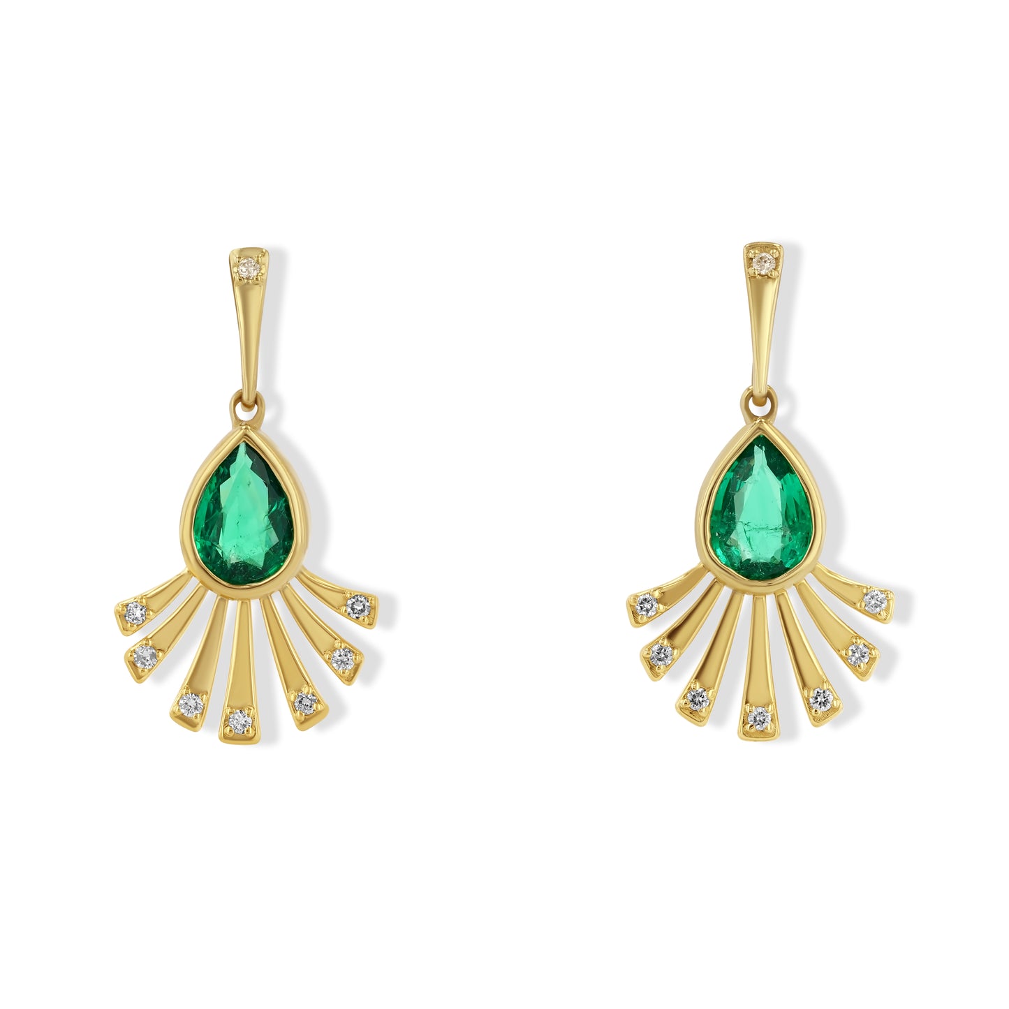 Emerald and Diamond Fan Earrings