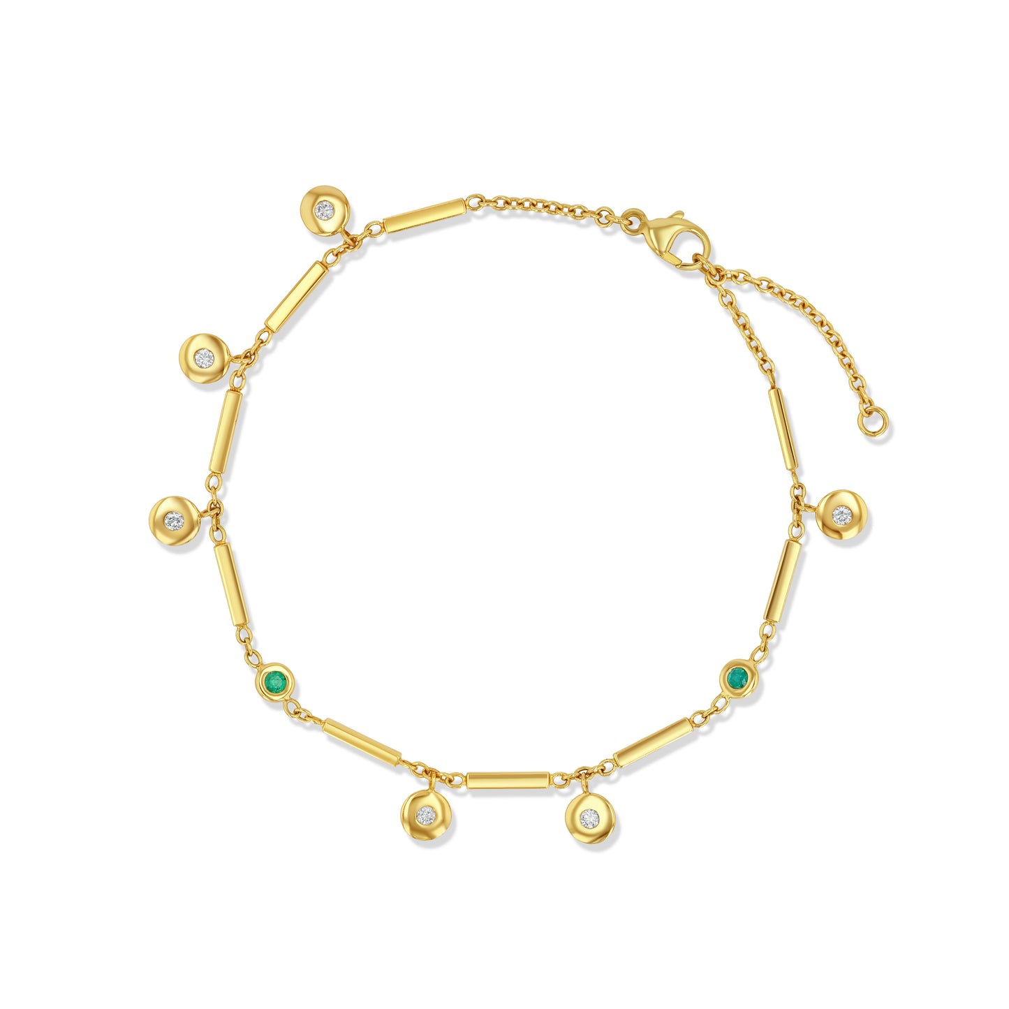 Diamond and Emerald Disc Bracelet