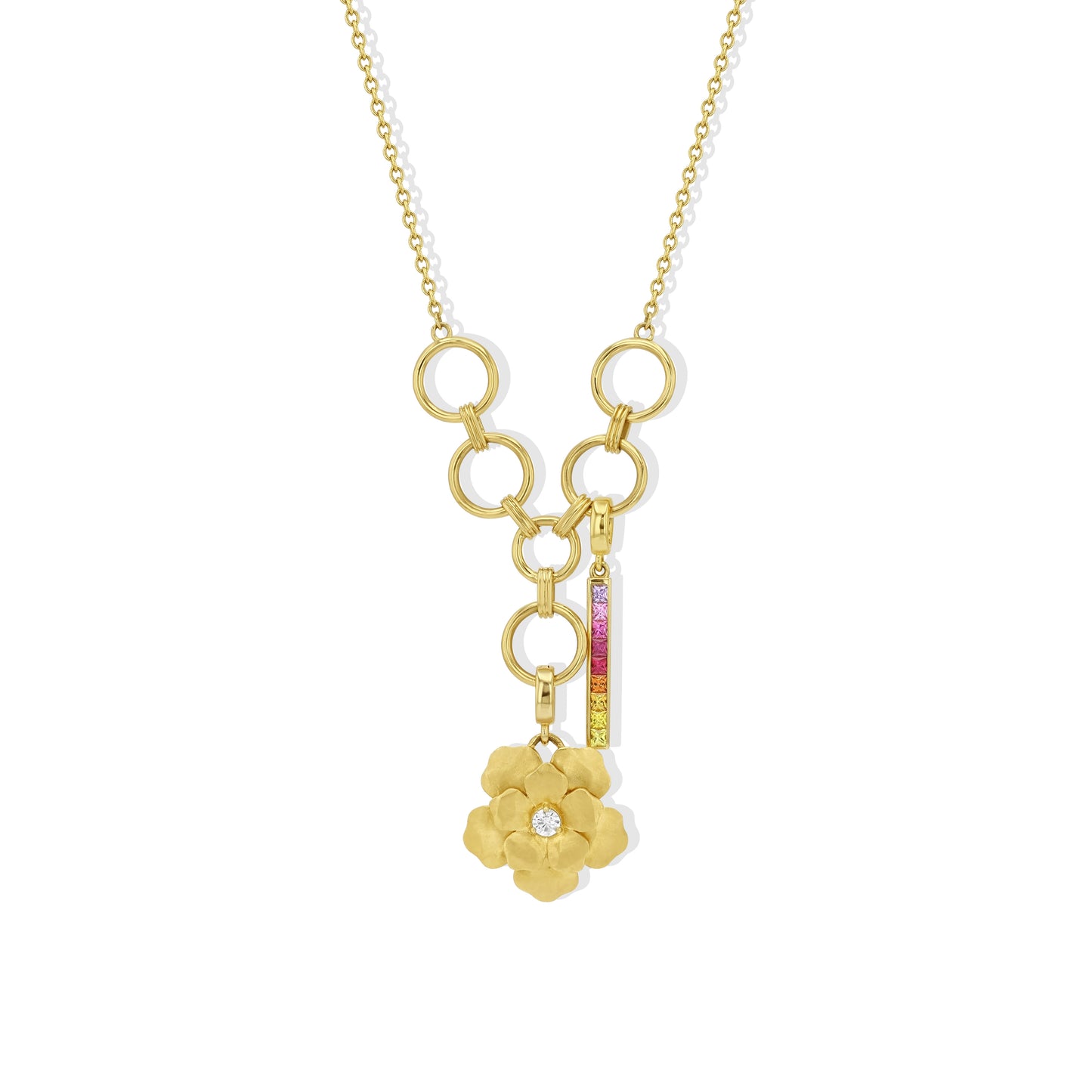 Gold Rings Charm Necklace