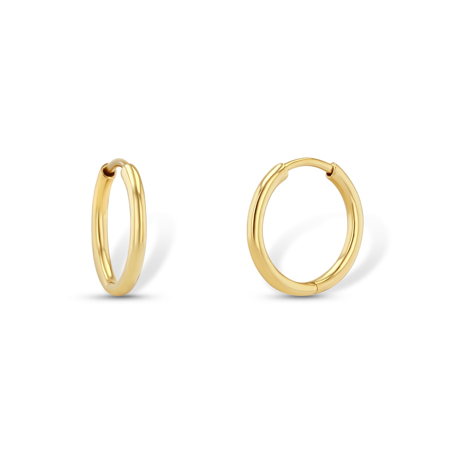 14k Yellow Gold Hinged Huggie Hoops