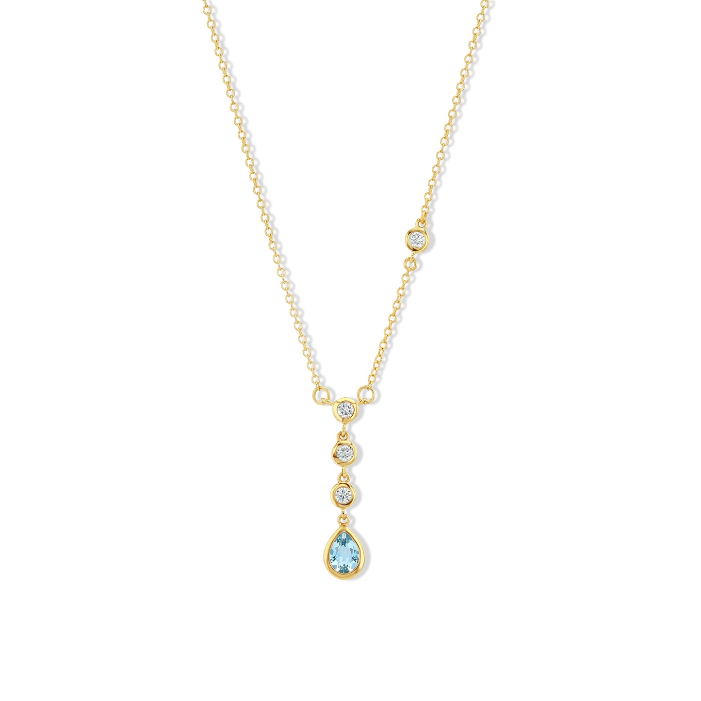 Aquamarine and Diamond Drop Necklace