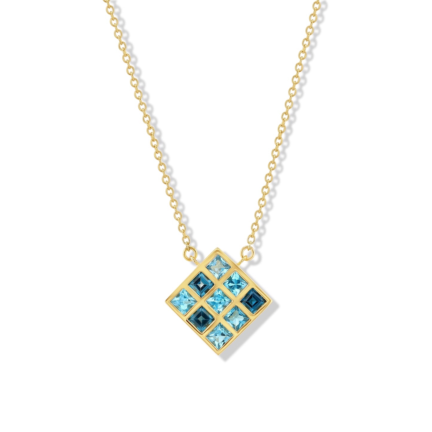 Blue Topaz Squares Necklace