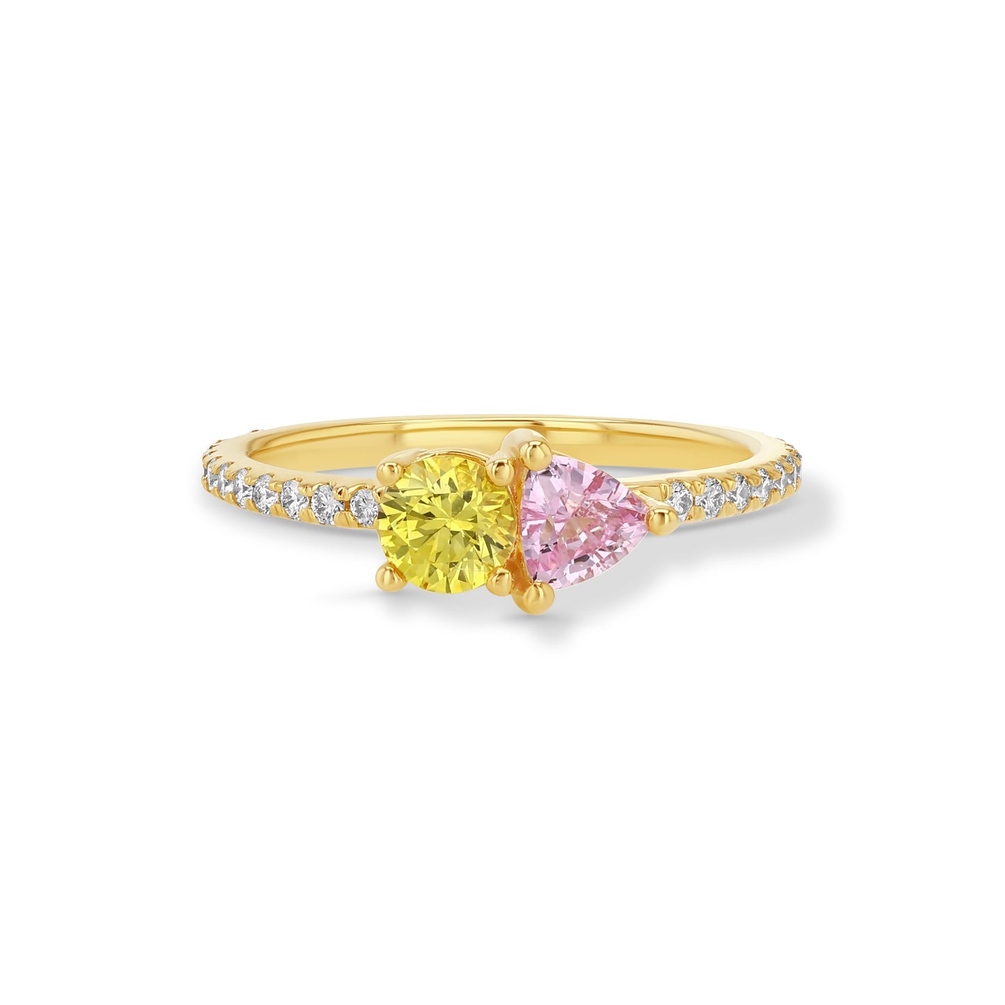 Yellow and Pink Sapphire Toi et Moi Ring