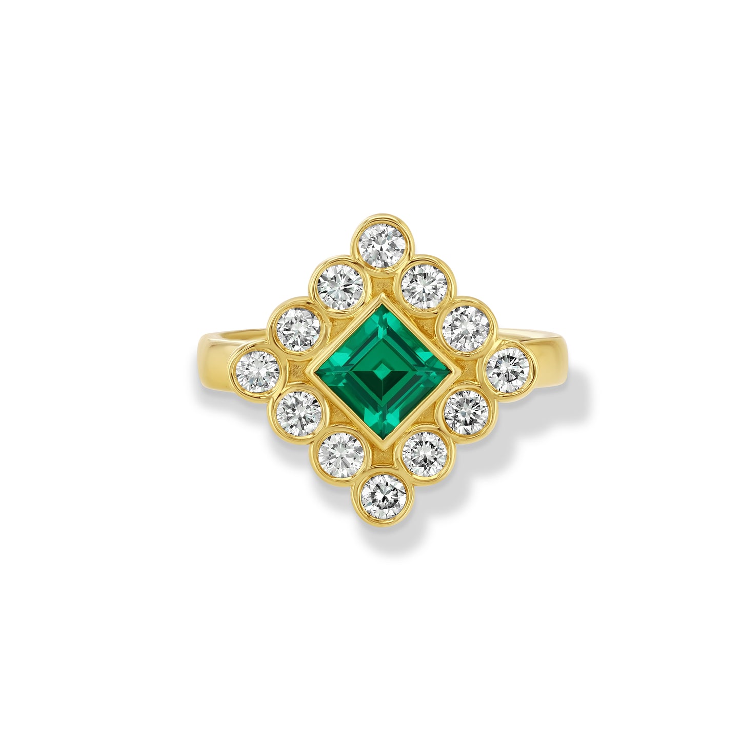 Lab Emerald and Diamond Cocktail Ring