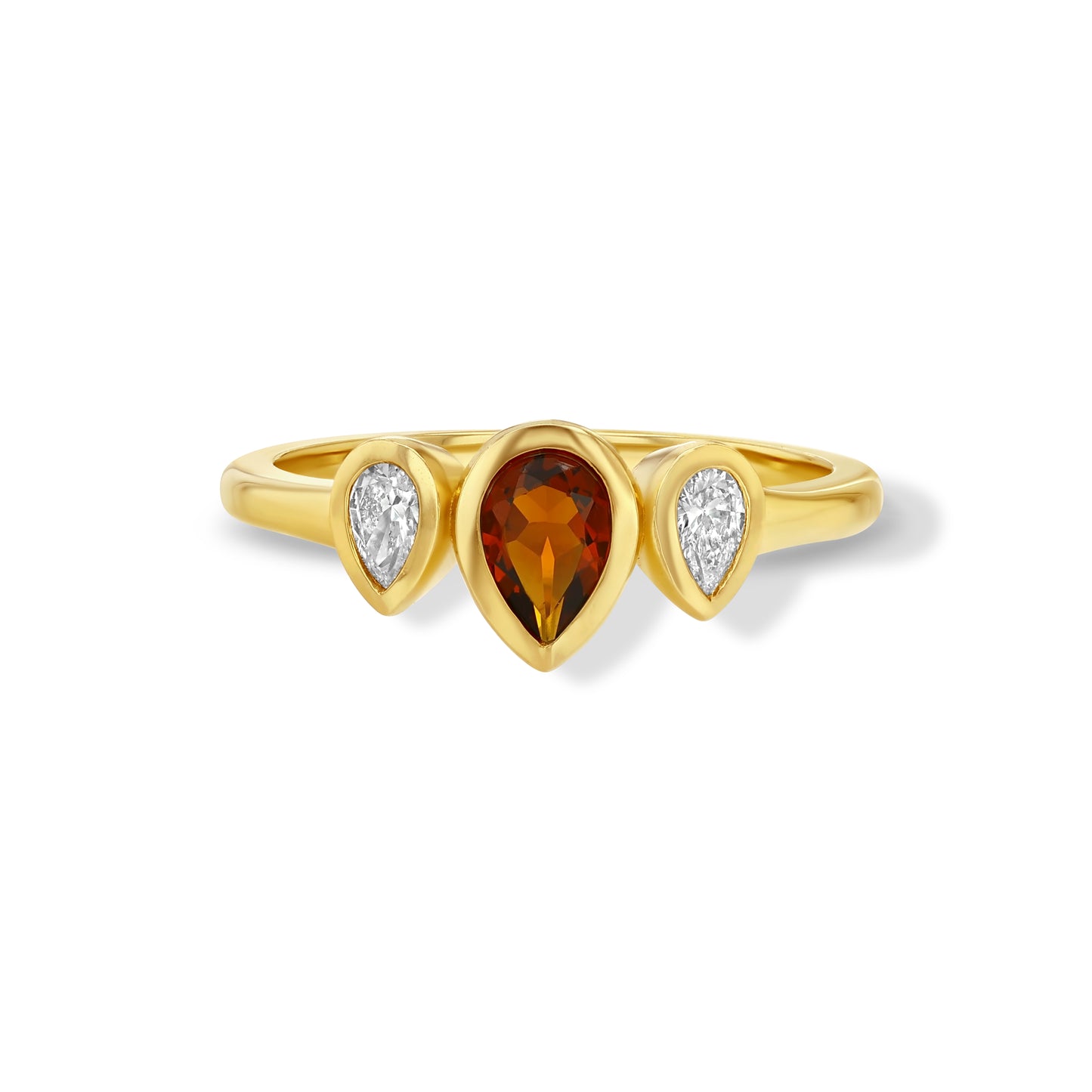 Madeira Citrine and Diamond Pear Ring