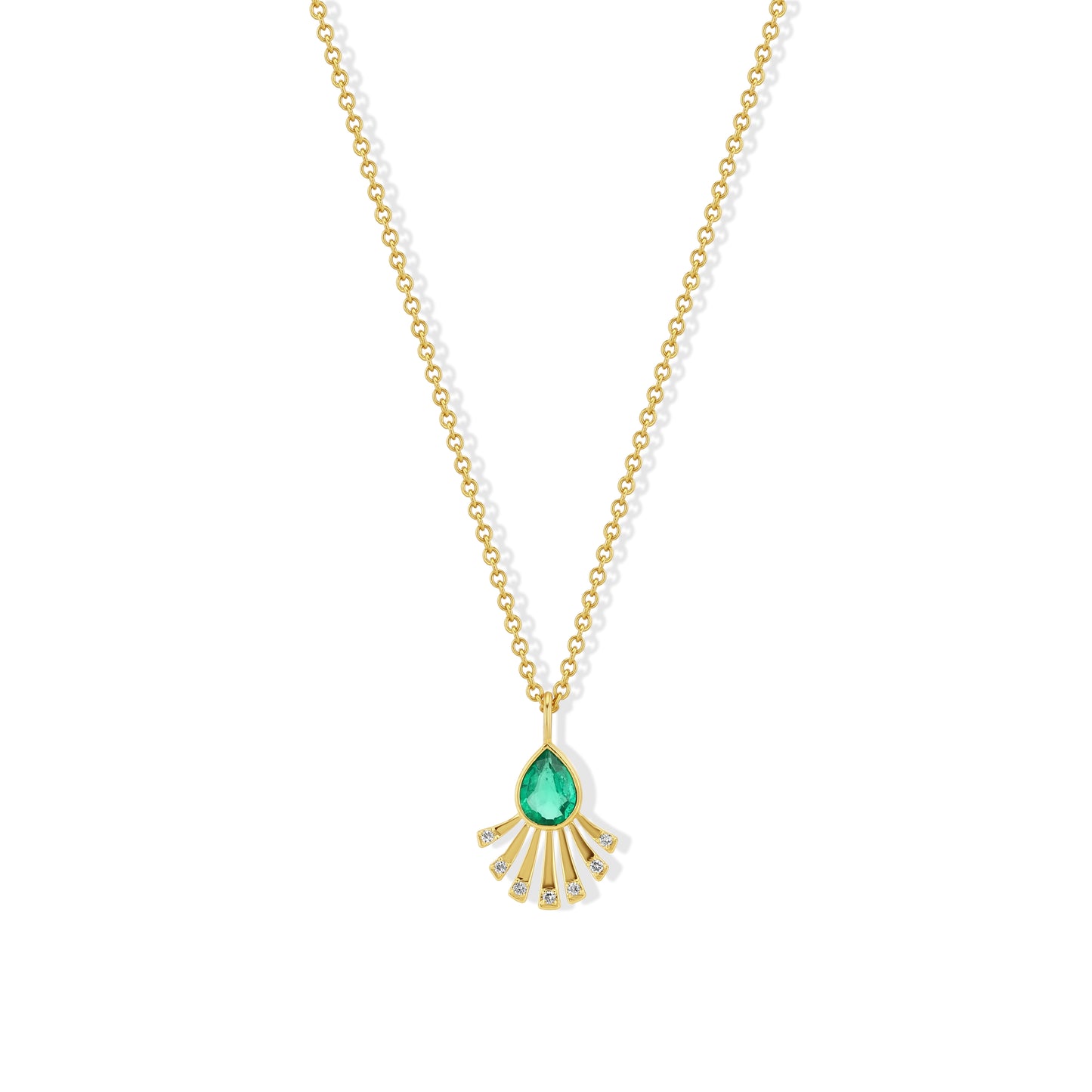 Emerald and Diamond Fan Necklace