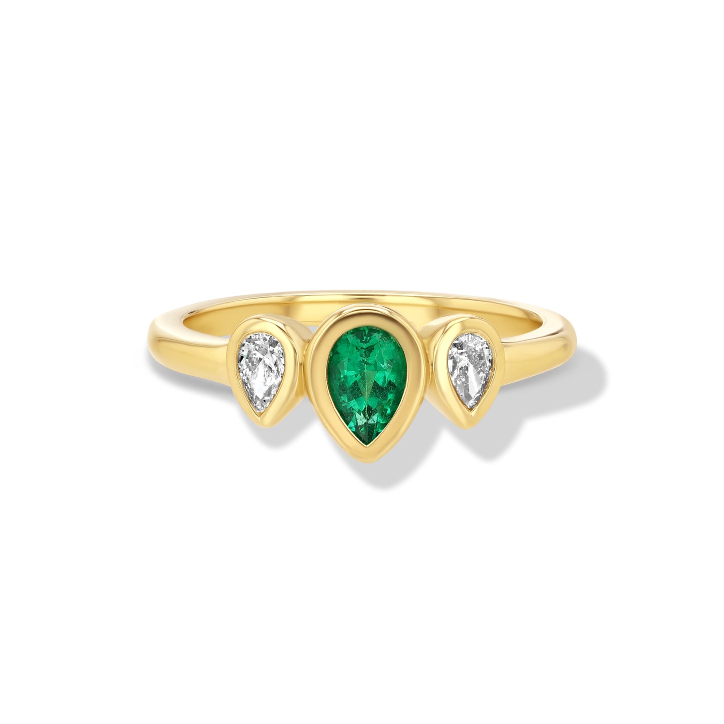 Emerald and Diamond Pear Ring