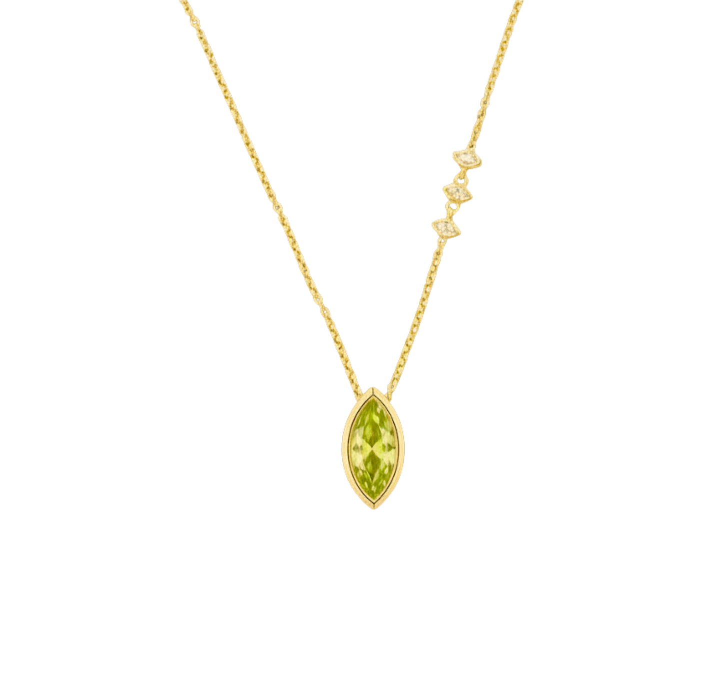 Peridot and Diamond Marquise Necklace