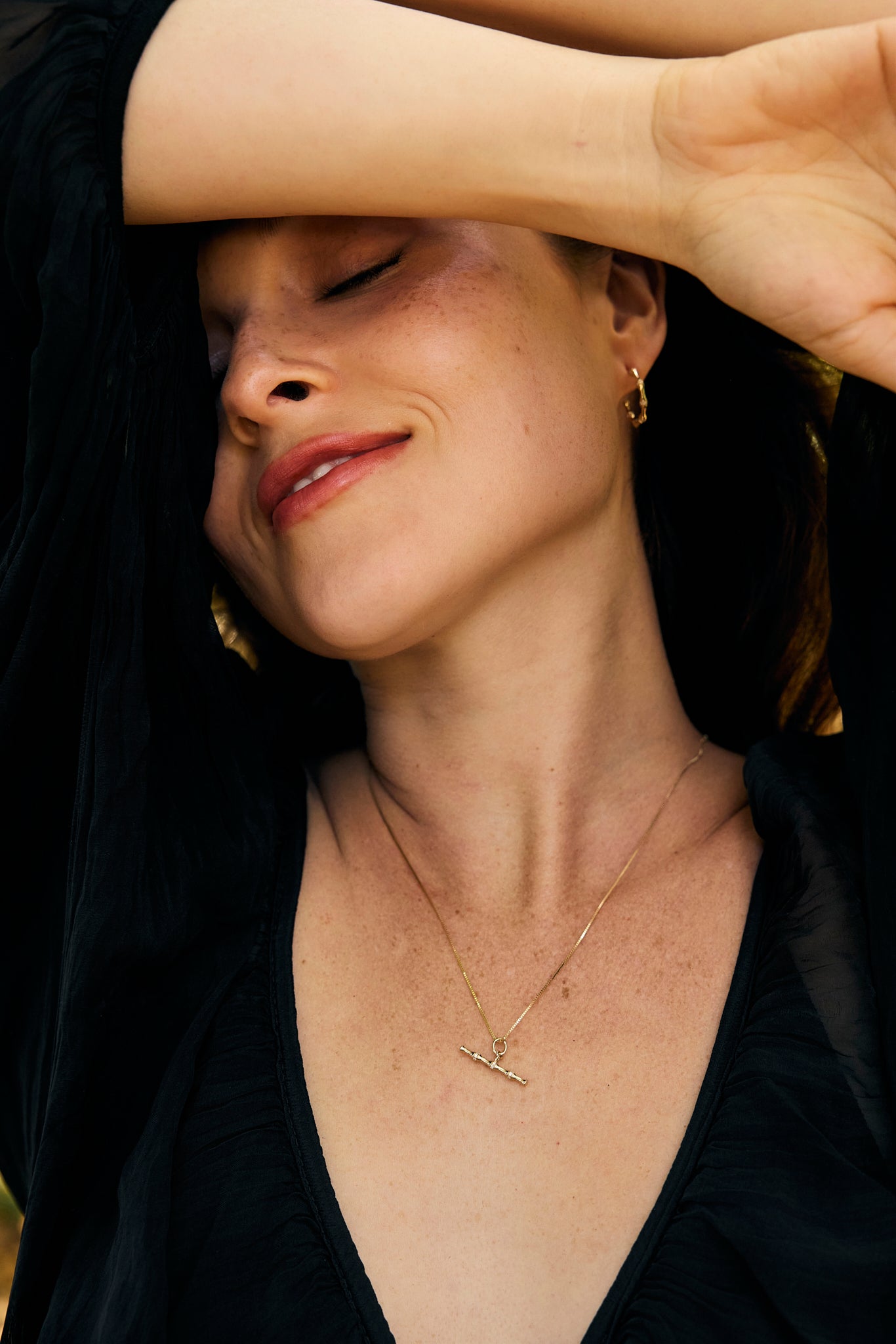 Bamboo Diamond T-Bar Necklace