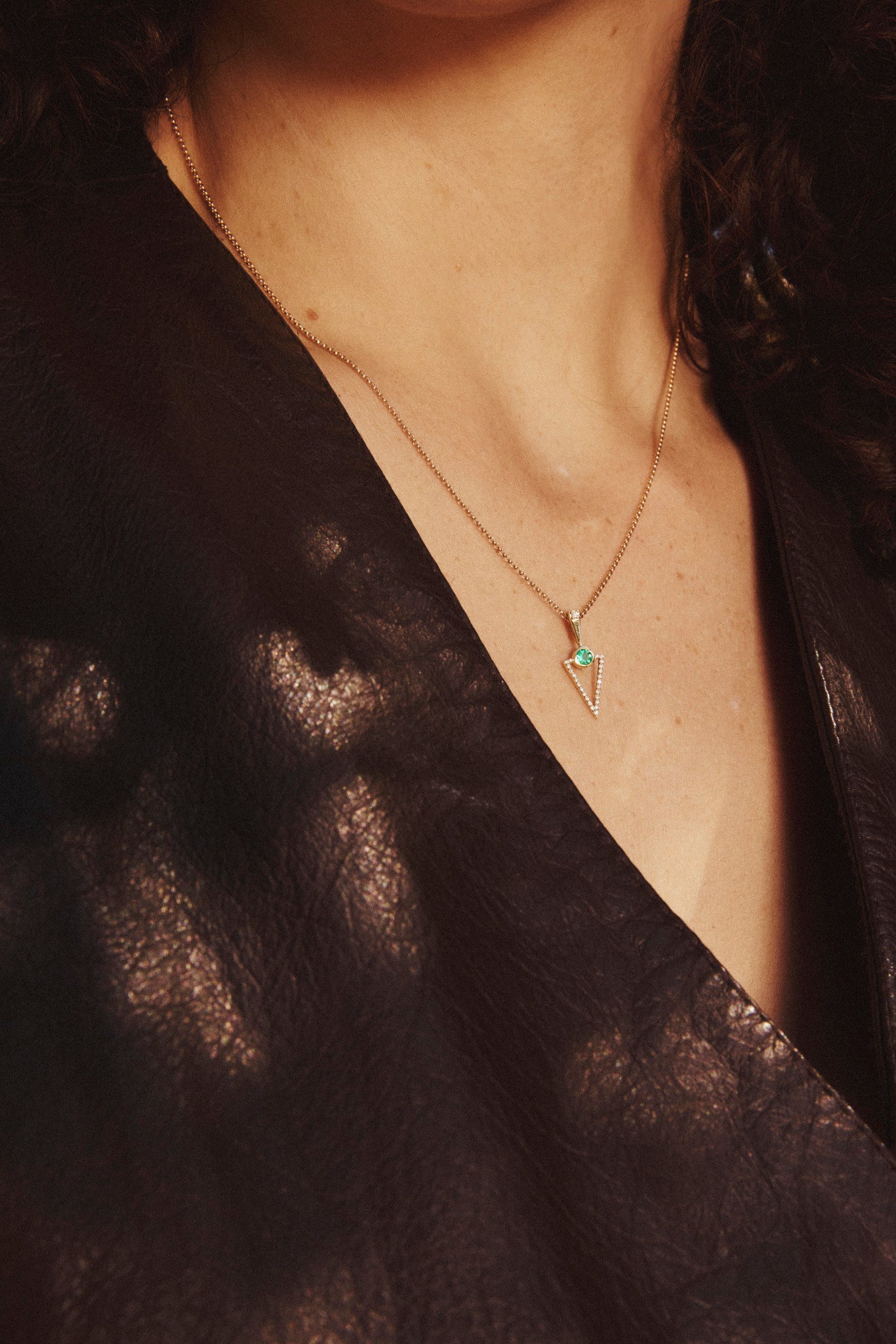 Emerald and Diamond Arrow Necklace