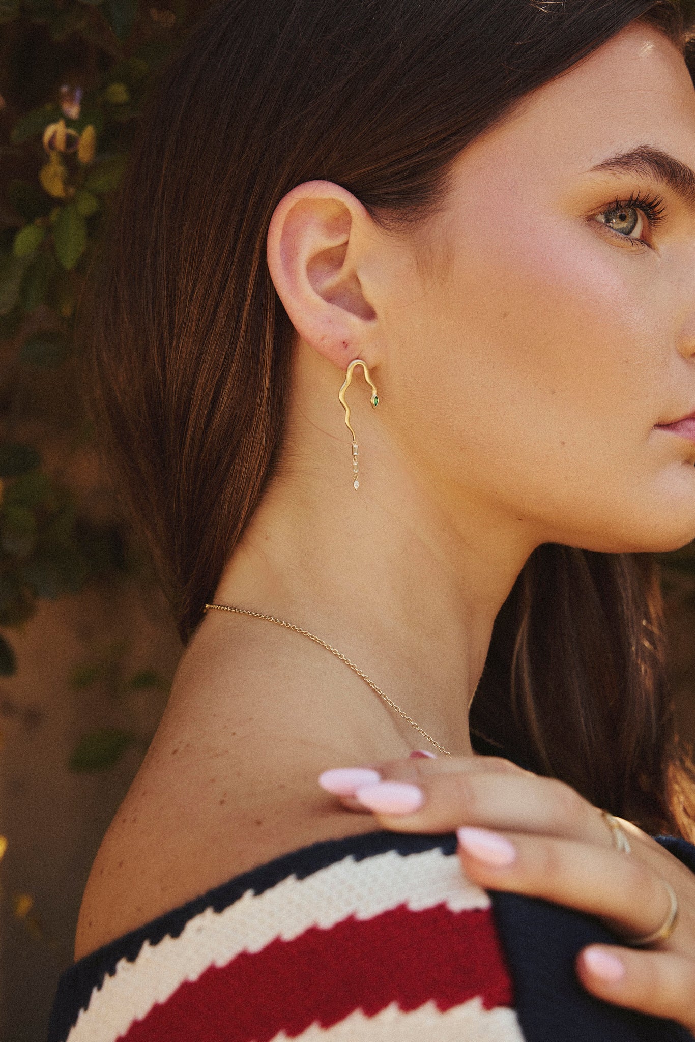 Emerald and Diamond Snake Earrings