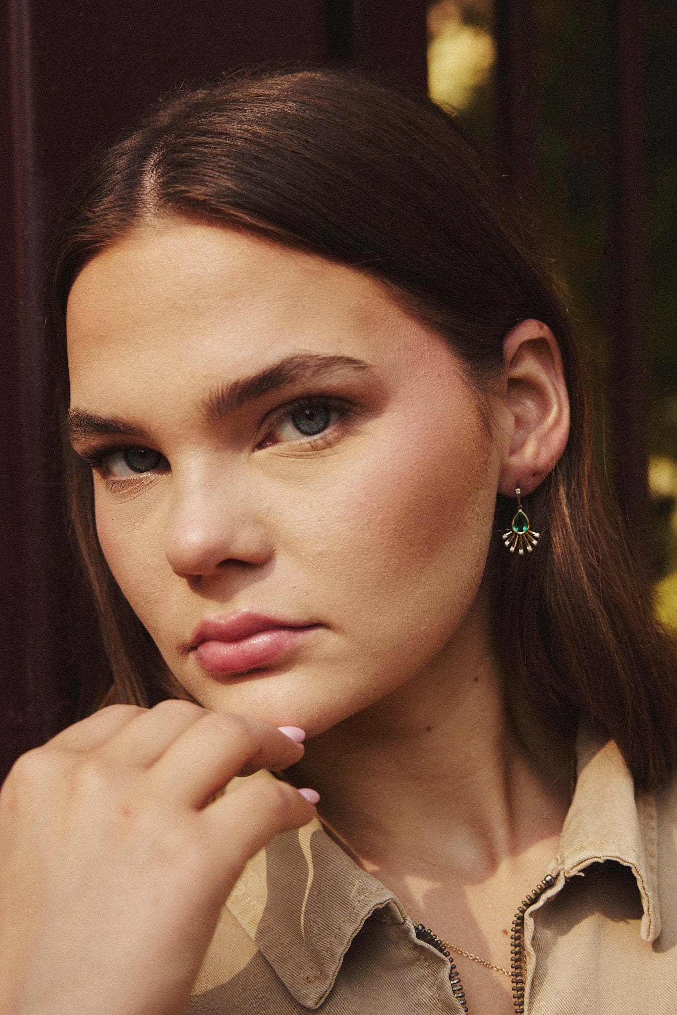 Emerald and Diamond Fan Earrings
