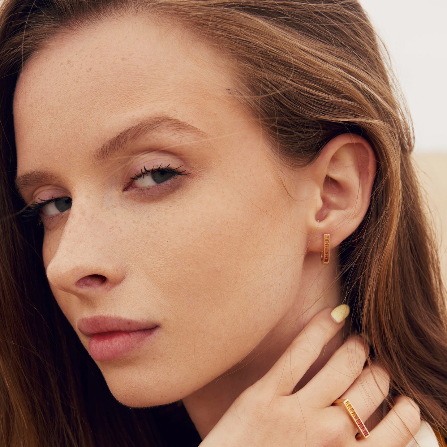 Sunset Sapphire U-Shaped Earrings