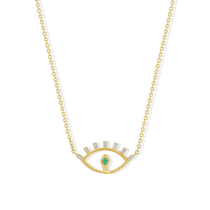Emerald and Diamond Snake Eye Necklace