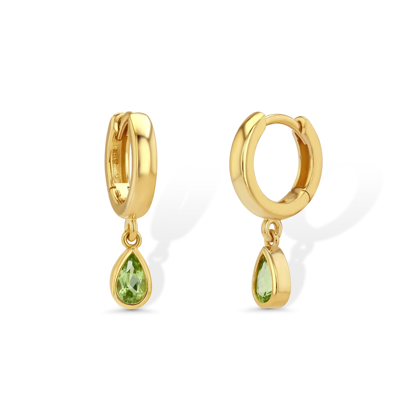 Peridot Pear Drop Huggie Earrings