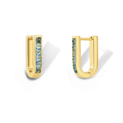 Blue Topaz U-Shaped Earrings