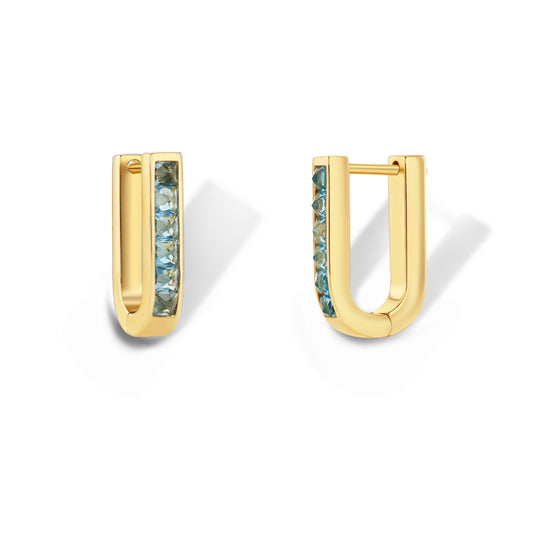 Blue Topaz U-Shaped Earrings