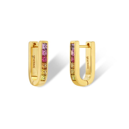 Sunset Sapphire U-Shaped Earrings