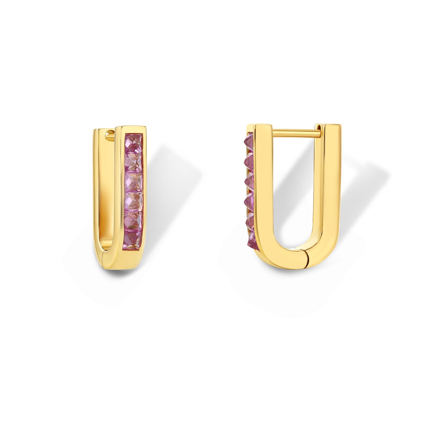 Pink Sapphire U-Shaped Earrings