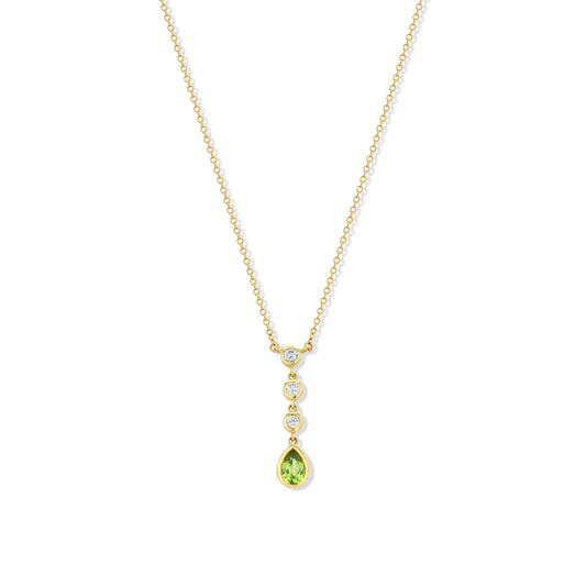 Peridot and Diamond Drop Necklace