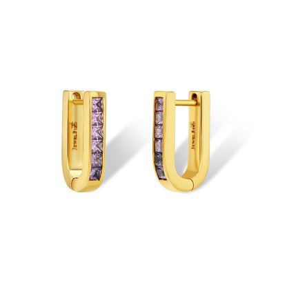 Purple Sapphire U-Shaped Earrings