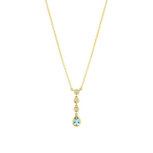 Aquamarine and Diamond Drop Necklace