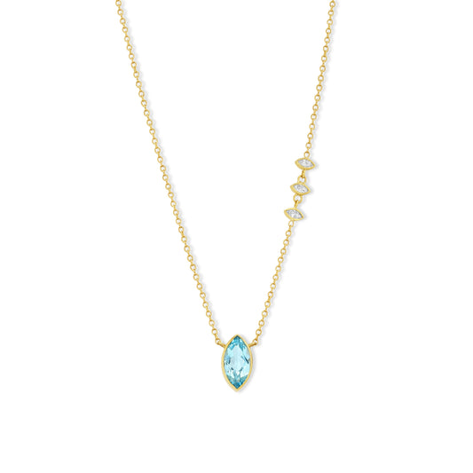 Blue Topaz and Diamond Marquise Necklace