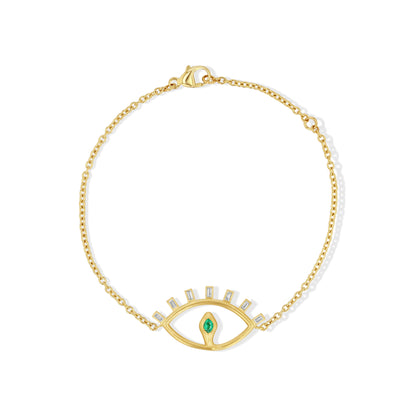 Emerald and Diamond Snake Eye Bracelet