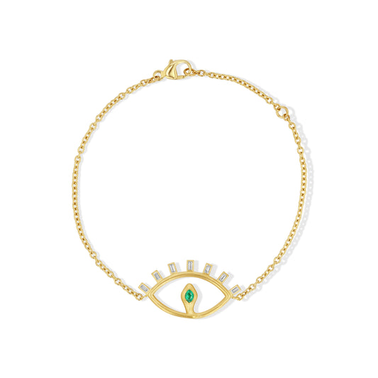Emerald and Diamond Snake Eye Bracelet