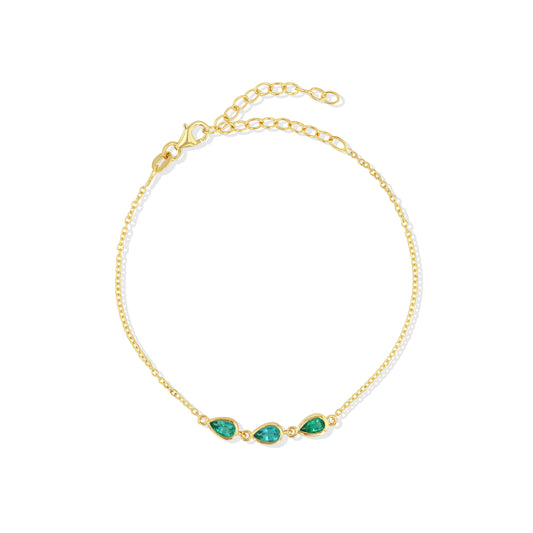 14k Gold Emerald Pears Bracelet