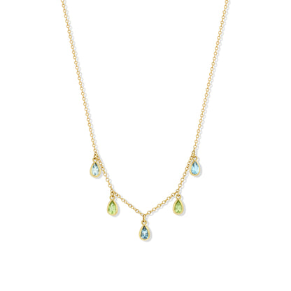 Aquamarine and Peridot Pears Necklace