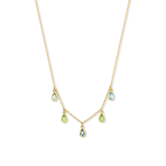 Aquamarine and Peridot Pears Necklace
