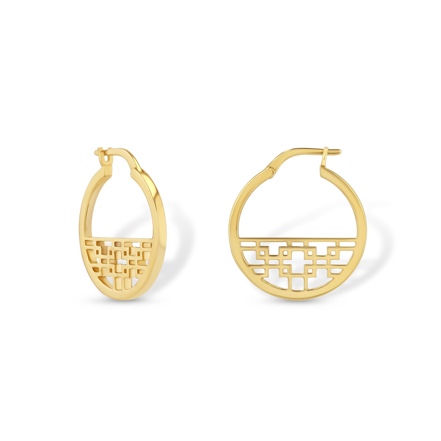 Small Fretwork Hoop Earrings