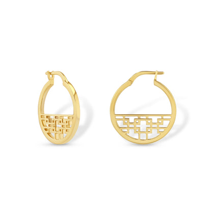Small Fretwork Hoop Earrings