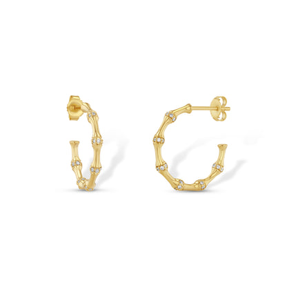 Bamboo Diamond Hoops