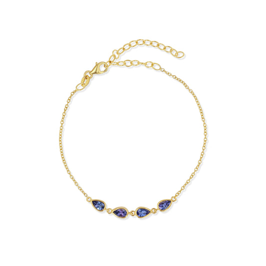 14k Gold Tanzanite Pears Bracelet