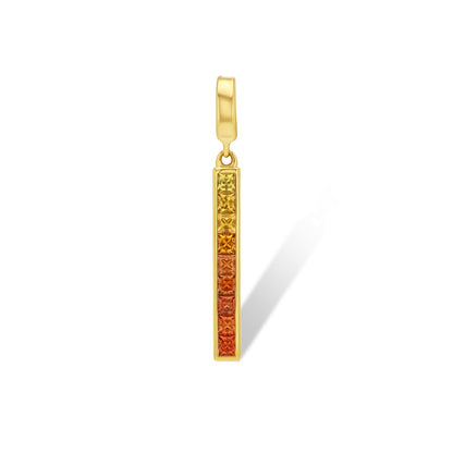 Yellow to Orange Sapphire Bar Pendant