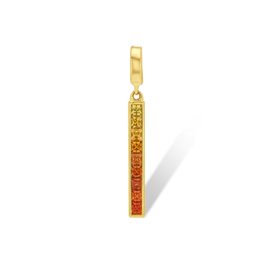 Yellow to Orange Sapphire Bar Pendant