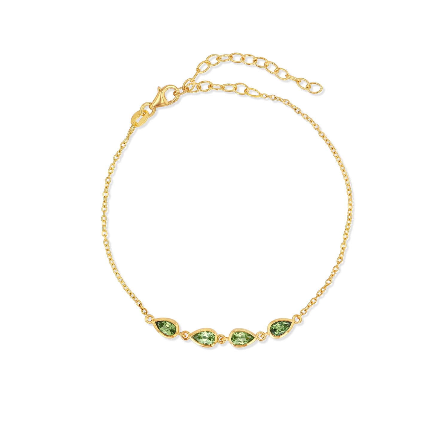 14k Gold Peridot Pears Bracelet