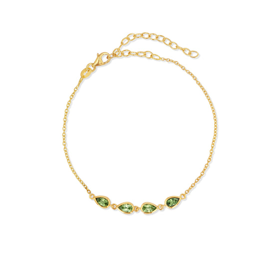 14k Gold Peridot Pears Bracelet
