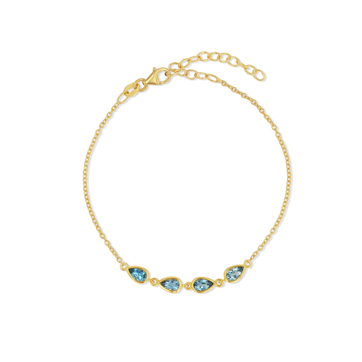 14k Gold Aquamarine Pears Bracelet