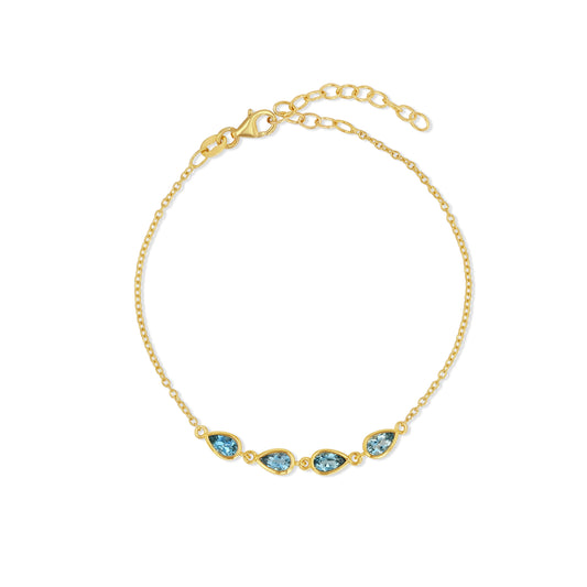 14k Gold Aquamarine Pears Bracelet